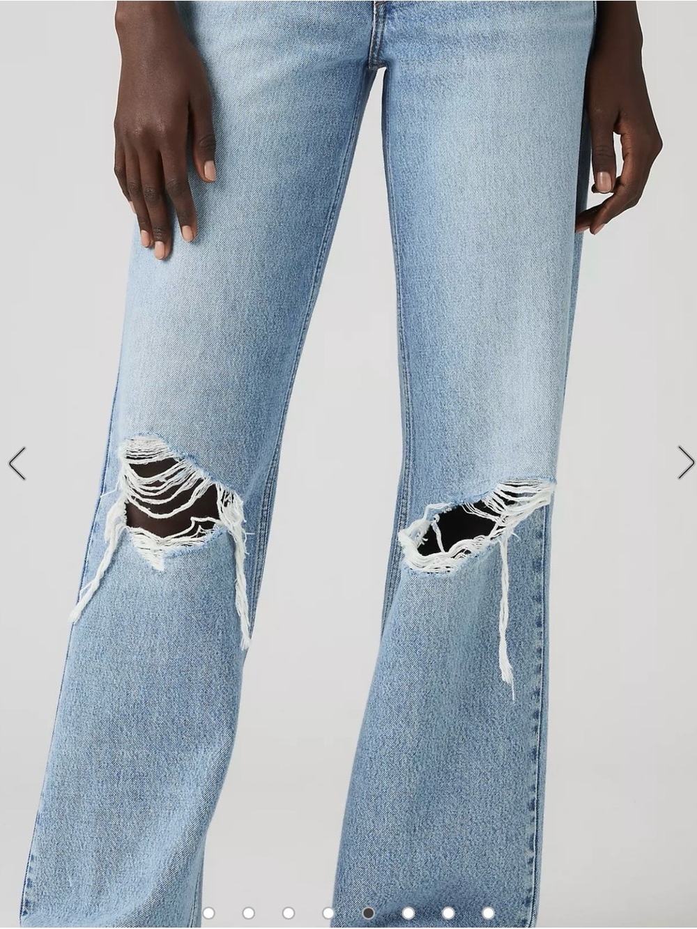 Super Low Ris n Loose Levi's Light Blue High-Rise Wide-Leg Jeans with destres - Picture 3 of 10